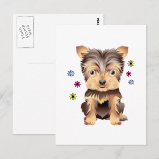 De Bloemen van Yorkie Briefkaart (Voorkant / Achterkant)