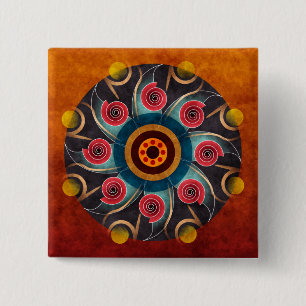De bloemen (vierkante) Button van de Kunst van de