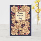 De bloemen Vintage Bruine Rode Kaart van het (Gele Bloem)