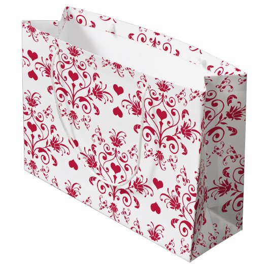 De bloemen wervelingen en hartenZak van de Gift Groot Cadeauzakje (Achterkant Gekanteld)