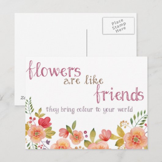 De bloemen zijn als het Briefkaart van het Citaat  (Voorkant / Achterkant)