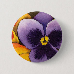 De BloemenButton van het "viooltje #1" Ronde Button 5,7 Cm