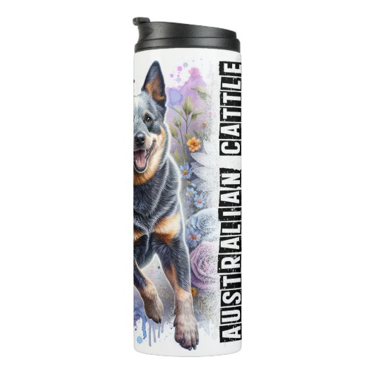 De bloemendrukte van de Australische herdershond Thermosbeker (Geroteerd rechts)