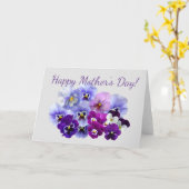 De BloemenKaart van het Moederdag paarse Pansies Kaart (Gele Bloem)