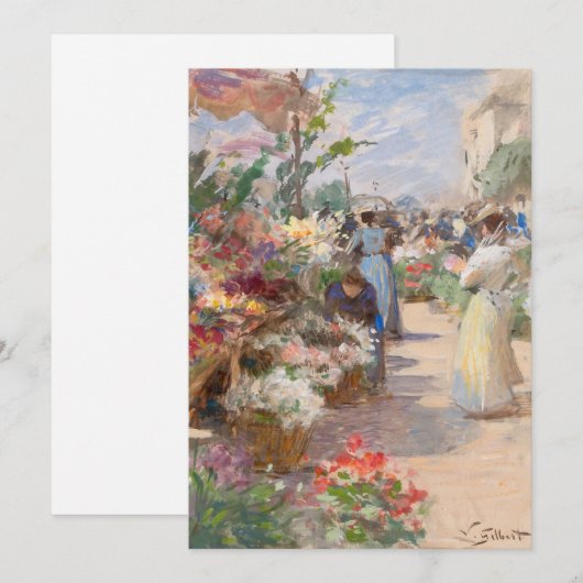 De bloemenmarkt | Victor Gabriel Gilbert (Voorkant / Achterkant)