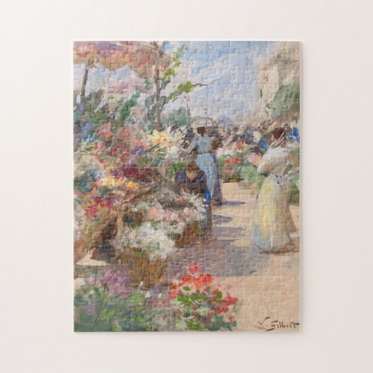 De bloemenmarkt | Victor Gabriel Gilbert Legpuzzel (Verticaal)