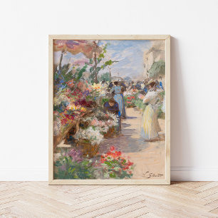 De bloemenmarkt   Victor Gabriel Gilbert Poster