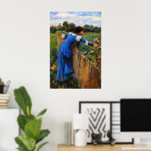 De bloemenplukster van John William Waterhouse Poster (Thuiskantoor)