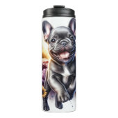 De bloemenpret van de Franse Bulldog Thermosbeker (Voorkant)