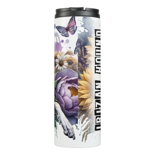 De bloemensereniteit van Ibizan Hound Thermosbeker (Achterkant)