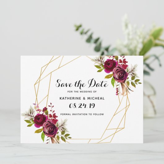 De bloemetjesgeometrisch van Bourgogne sparen de d Kaart (Staand voorkant)