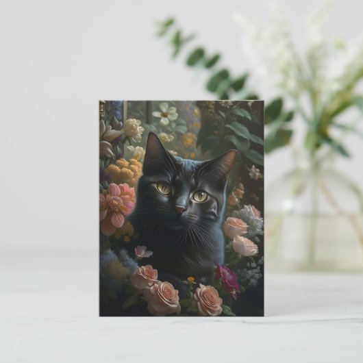 de bloemkat briefkaart (Staand voorkant)