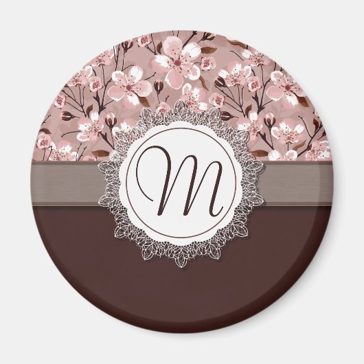 De Bloesems van de kers met het Monogram van het K Magneet (Voorkant)