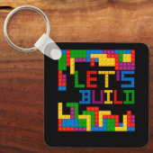 De Blokbaksteenbouw Laten we Hoofdbouwer Pu bouwen Sleutelhanger (Voorkant)