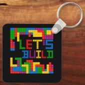 De Blokbaksteenbouw Laten we Hoofdbouwer Pu bouwen Sleutelhanger (Achterkant)