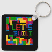 De Blokbaksteenbouw Laten we Hoofdbouwer Pu bouwen Sleutelhanger (Achterkant)