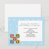 De Blokken van het baby op de Blauwe Uitnodiging (Voorkant / Achterkant)