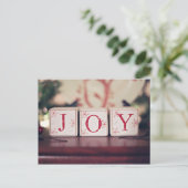 De blokken van Kerstmis met woordenVREUGDE Feestdagenkaart (Staand voorkant)