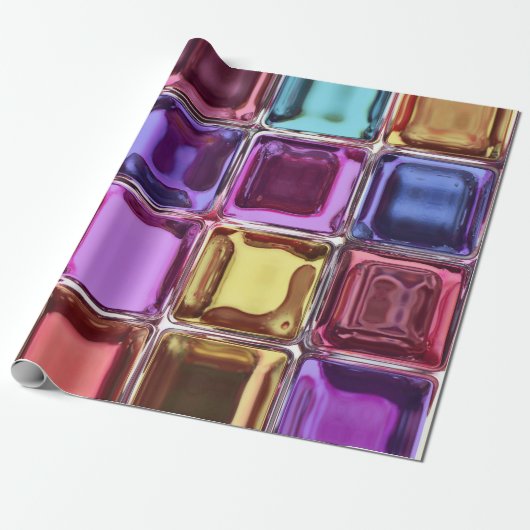 De blokkenontwerp van het glas cadeaupapier (Uitgerold)