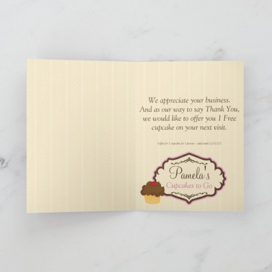 De blonde Baker Cupcake D12 dankt u Kaart 1 (Binnen)