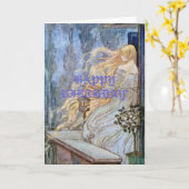 De blonde Rapunzel wacht Kaart (Gele Bloem)