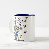 De blonde Ster van de Rots van de Jongen Tweekleurige Koffiemok (Voorkant links)