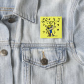 De blonde Ster van de Rots van de Jongen Vierkante Button 5,1 Cm (In situ)