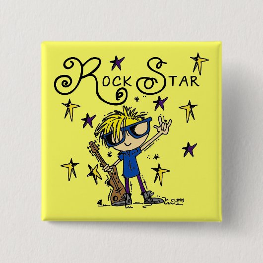 De blonde Ster van de Rots van de Jongen Vierkante Button 5,1 Cm (Voorkant)