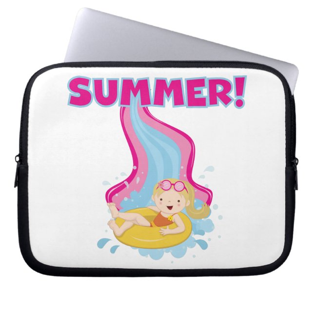 De blonde Zomer van het Meisje Laptop Sleeve (Voorkant)