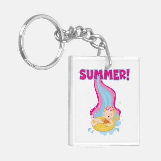 De blonde Zomer van het Meisje Sleutelhanger (Voorkant Links)