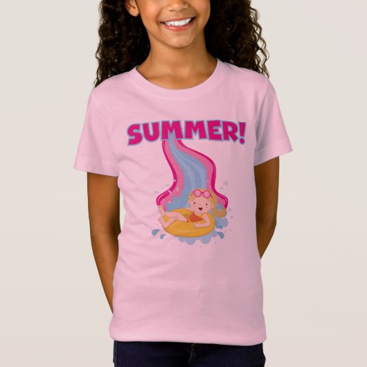 De blonde Zomer van het Meisje T-shirt (Voorkant)