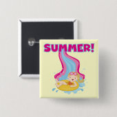 De blonde Zomer van het Meisje Vierkante Button 5,1 Cm (Voorkant /achterkant)