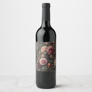 De Bloom-Eater's Sermon - Gotische Barokke Bloemen Wijn Etiket