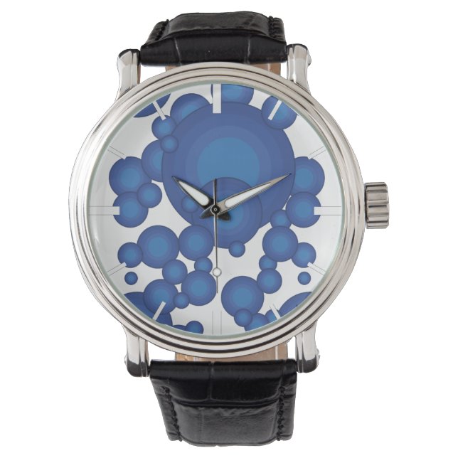 De Blue 70's jaar stijl cirkel Horloge (Voorkant)