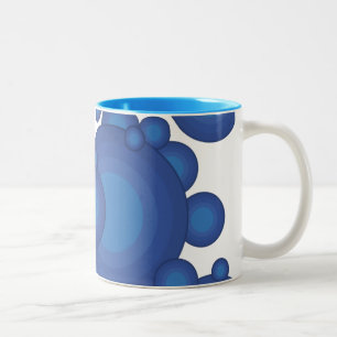 De Blue 70's jaar stijlcirkel Tweekleurige Koffiemok