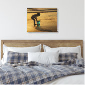 De Blue Bucket Silhoutte Beach Kinder Canvas Afdruk (Insitu (Slaapkamer))