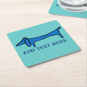 De Blue Dachshund Dog, add text, Onderzetter