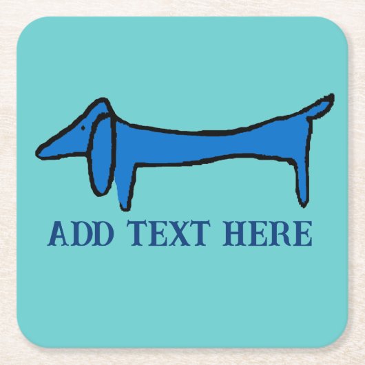 De Blue Dachshund Dog, add text, Onderzetter (Voorkant)