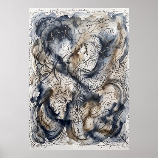 De Blue Ink Messenger Spirit Kunst Poster (Voorkant)