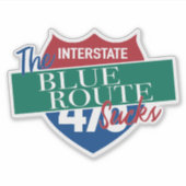 De Blue Route is waardeloos grappige Delco bestuur Sticker (Voorkant)