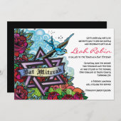 DE BLUEBIRD STAR VAN DAVID Bat Mitzvah Kaart (Voorkant / Achterkant)