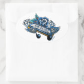 De Blues Harmonica Flash Art Ovale Sticker (Tas)