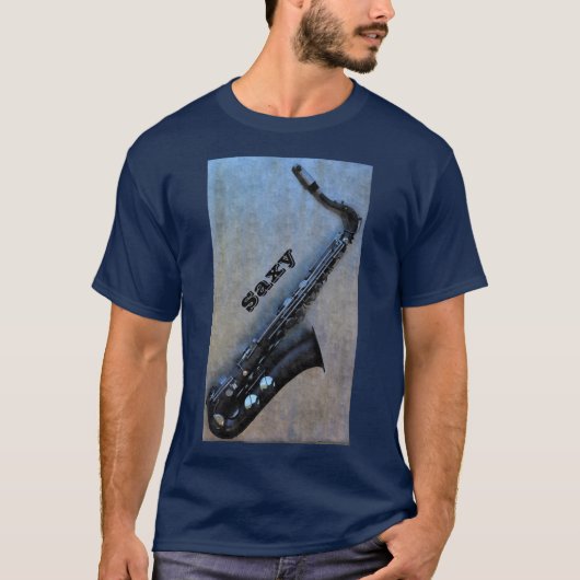 De Blues Jazzy Saxy Saxophone T-Shirt (Voorkant)