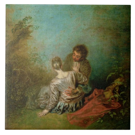 De blunder, c.1717 (olie op canvas) tegeltje (Voorkant)