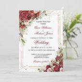 De Blushing Bride Red Rose Bruiloft Kaart (Staand voorkant)