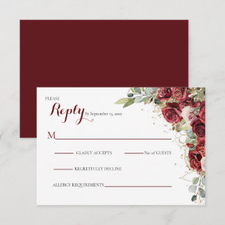 De Blushing Bride Red Rose Bruiloft RSVP Kaartje