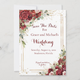 De Blushing Bride Red Rose Bruiloft Save The Date