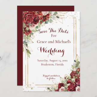 De Blushing Bride Red Rose Bruiloft Save The Date