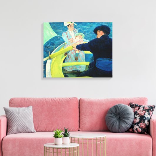 De Boating Party van Mary Cassatt Canvas Afdruk (Insitu (Woonkamer))