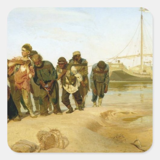 De Boatmen op de Volga, 1870-73 Vierkante Sticker (Voorkant)